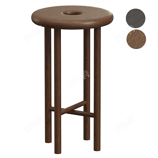 Handcrafted Walnut Bar Stool 3D model image 1