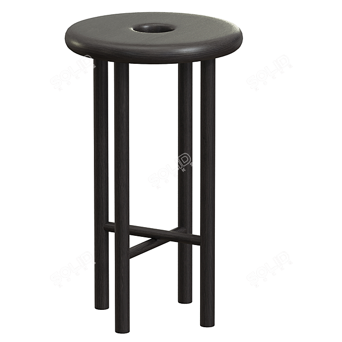 Handcrafted Walnut Bar Stool 3D model image 2