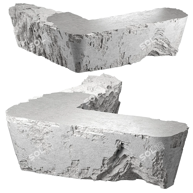 Custom Concrete Corner Island Table. 3D model image 1