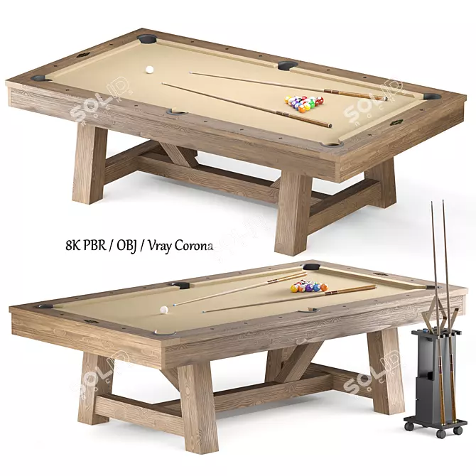 Botanic 8' Pool Table, Premium Materials 3D model image 1