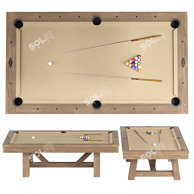 Botanic 8' Pool Table, Premium Materials 3D model image 2