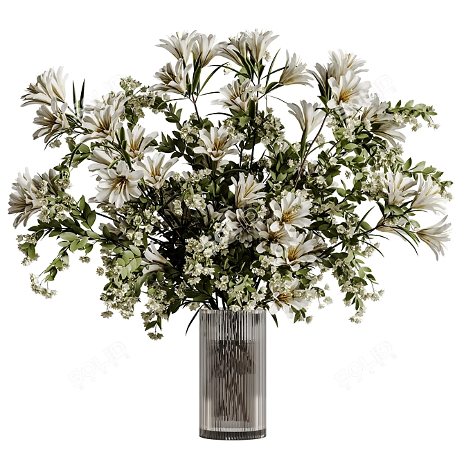 Elegant Vase with Plants 3D model image 2