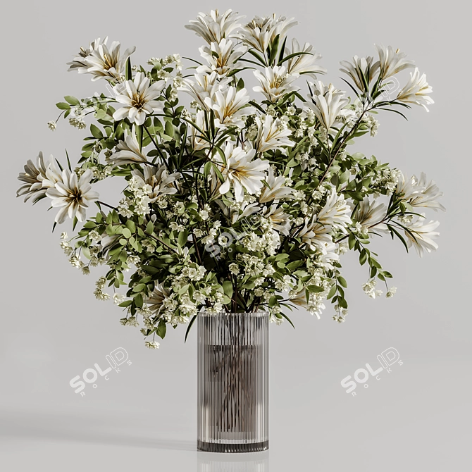 Elegant Vase with Plants 3D model image 4