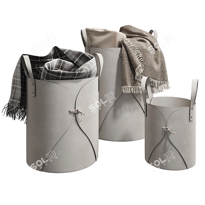 Foldable Leather Storage Basket 3D model image 1