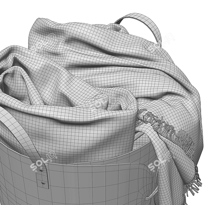 Foldable Leather Storage Basket 3D model image 5