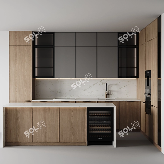 Customizable Modern Kitchen Model 3D model image 1