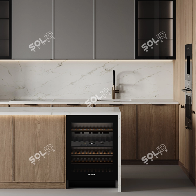 Customizable Modern Kitchen Model 3D model image 4