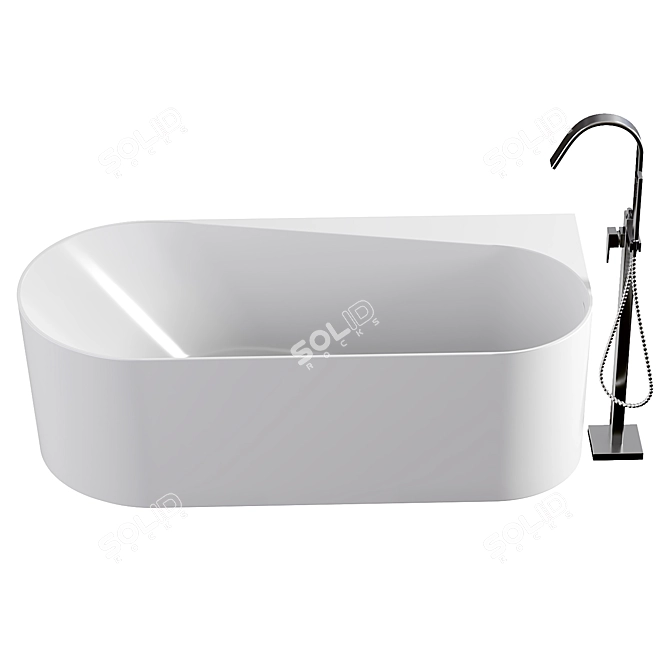 Modern Acrylic Bathtub ONDA CORNER 3D model image 3