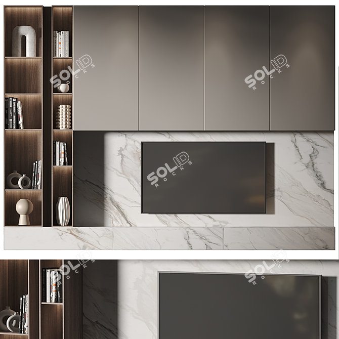 Modern TV Wall Set 2014 3D model image 1
