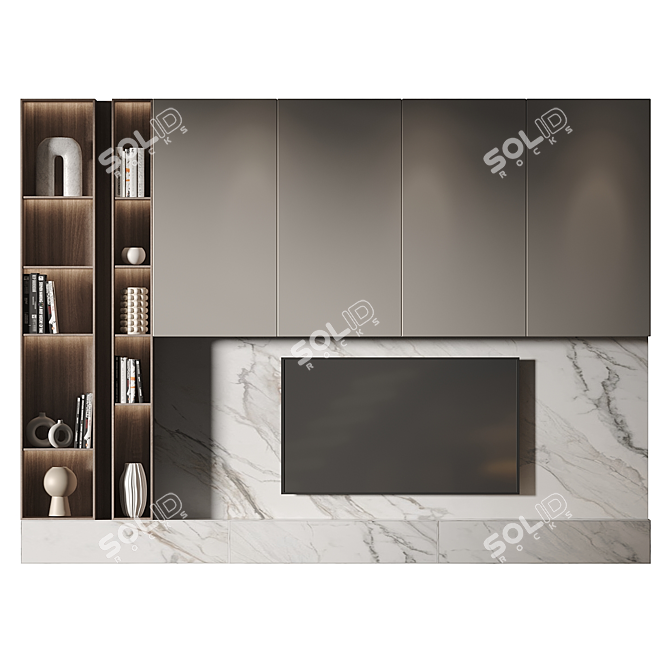 Modern TV Wall Set 2014 3D model image 2