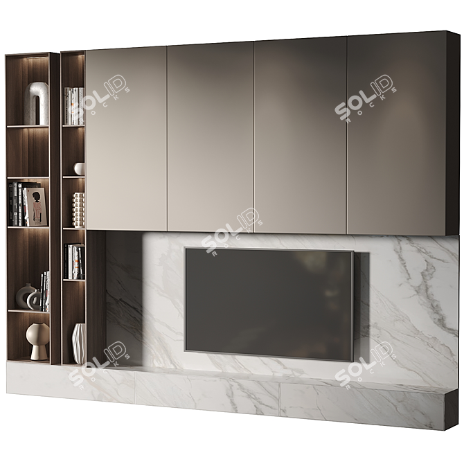 Modern TV Wall Set 2014 3D model image 3