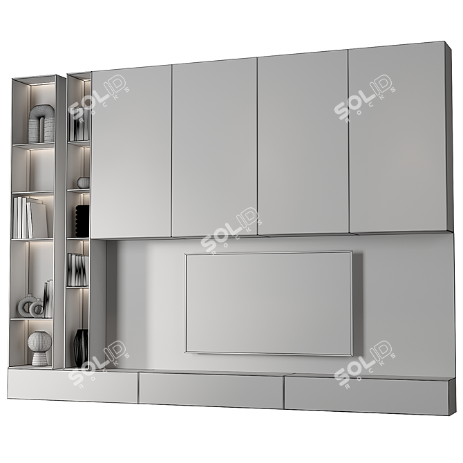 Modern TV Wall Set 2014 3D model image 5