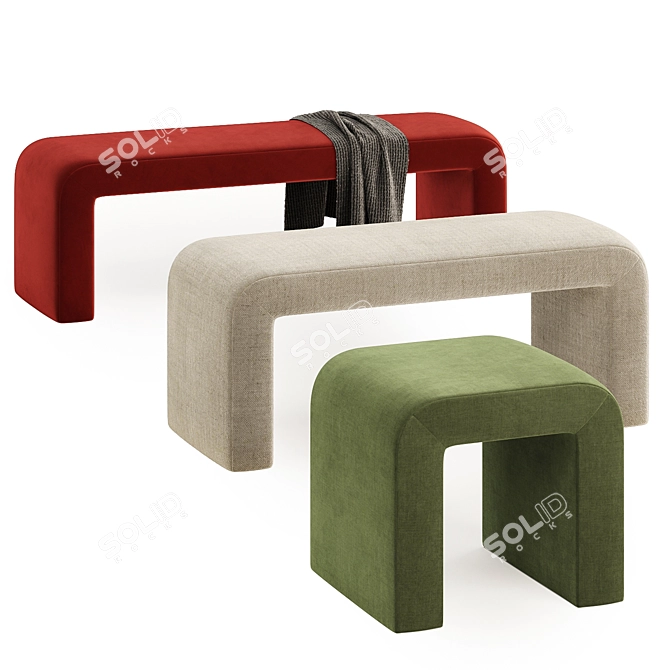 Versatile Sophia Bench Set 3D model image 5