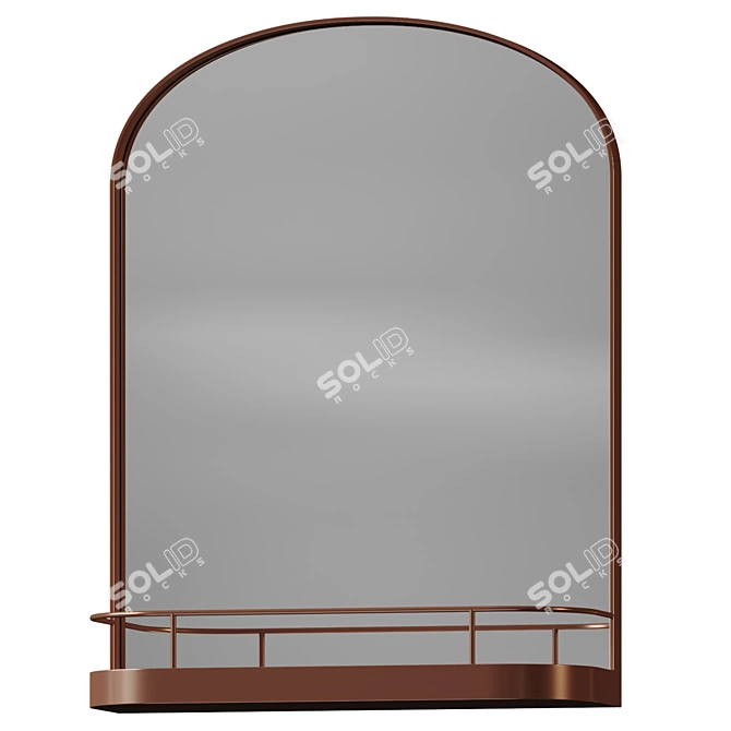  Glamorous Metal Frame Mirror with Shelves 3D model image 2