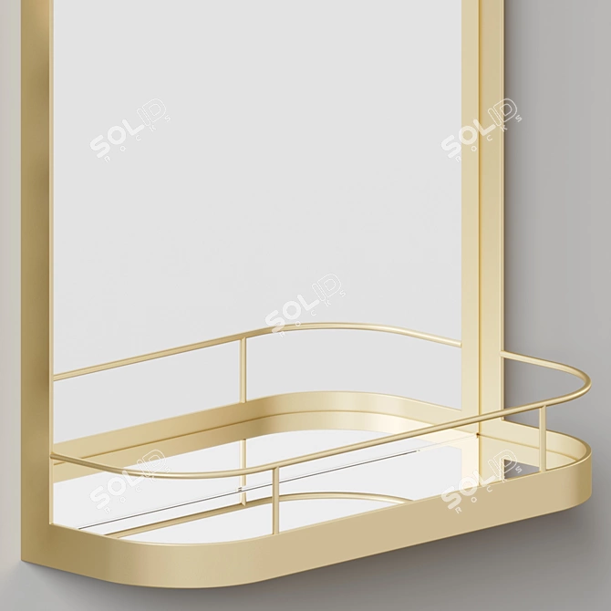  Glamorous Metal Frame Mirror with Shelves 3D model image 4