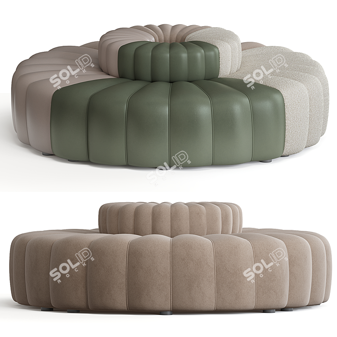 Modern Modular Curved Fabric Sofa 3D model image 1