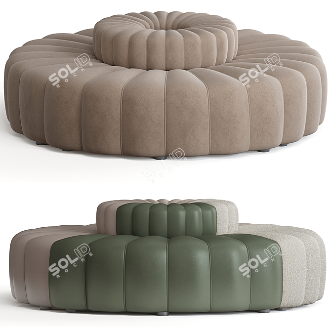 Modern Modular Curved Fabric Sofa 3D model image 2