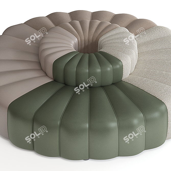 Modern Modular Curved Fabric Sofa 3D model image 3