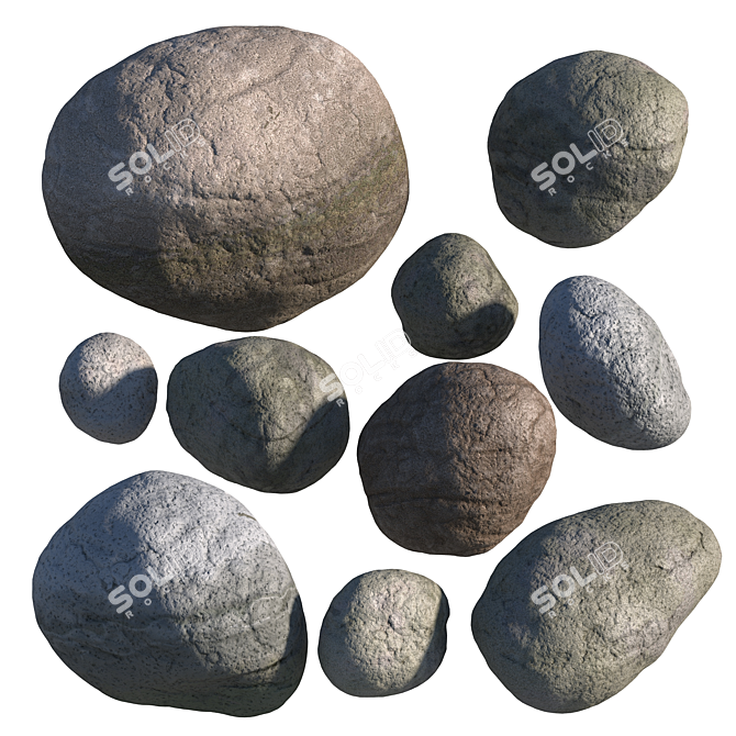 Dual Texture Stone Set 3D model image 1