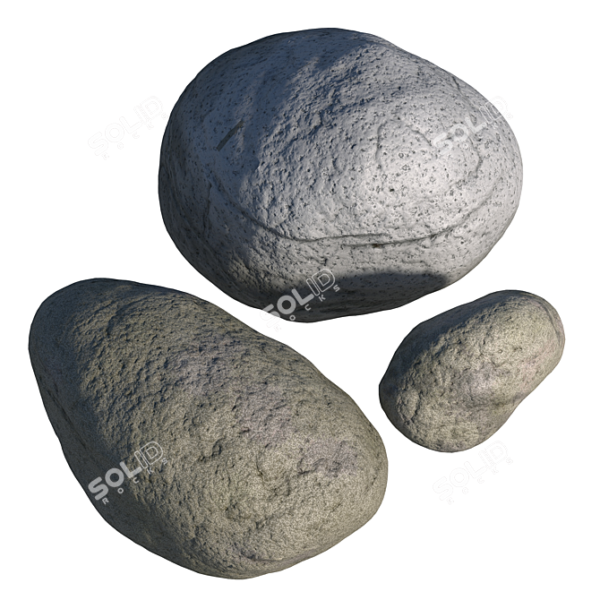 Dual Texture Stone Set 3D model image 2