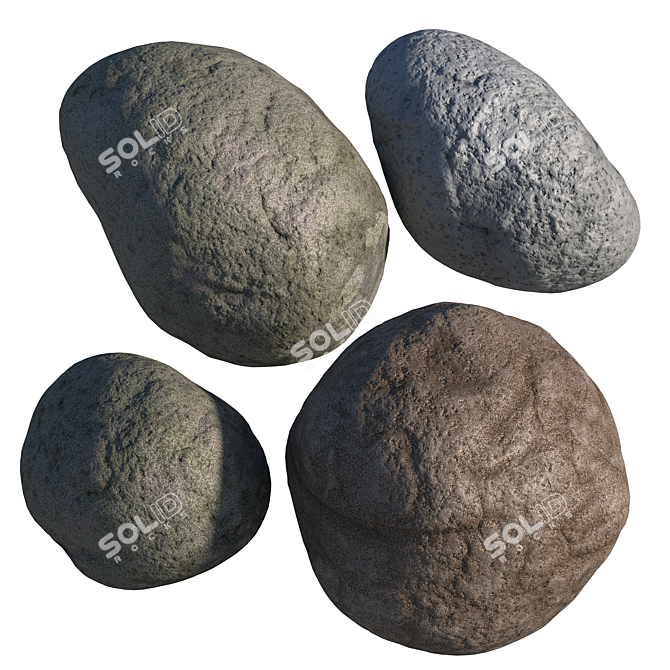 Dual Texture Stone Set 3D model image 4