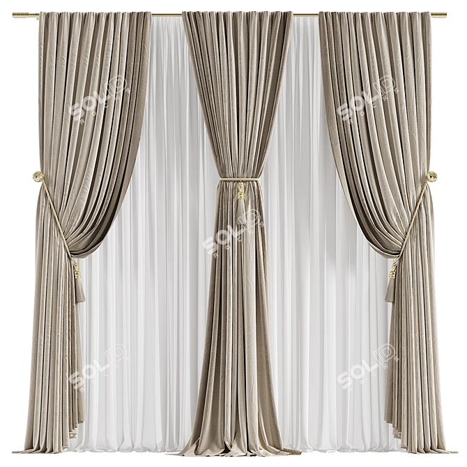 Elegant Curtain #052 3D model image 1