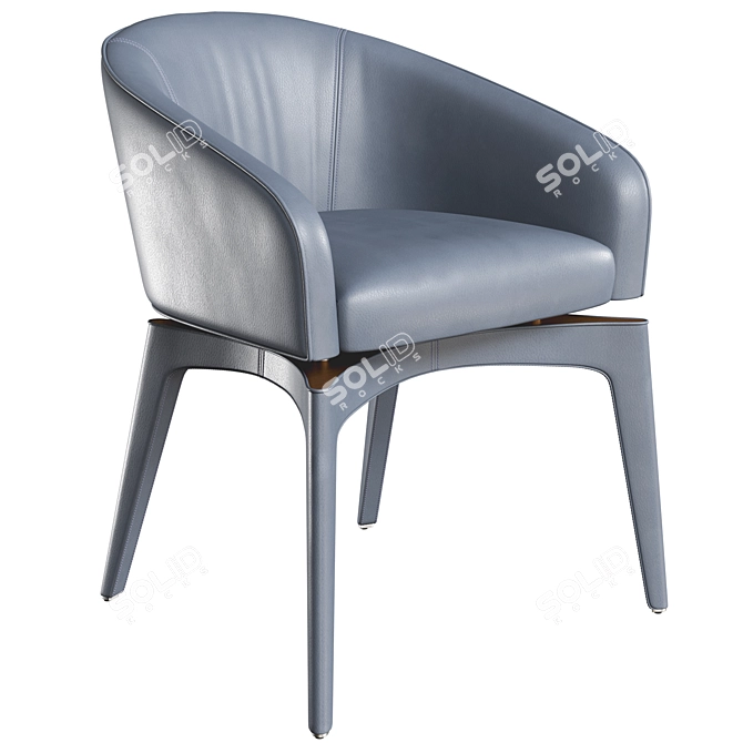 Elegant Leather Dining Chair 3D model image 1
