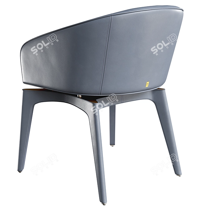 Elegant Leather Dining Chair 3D model image 2