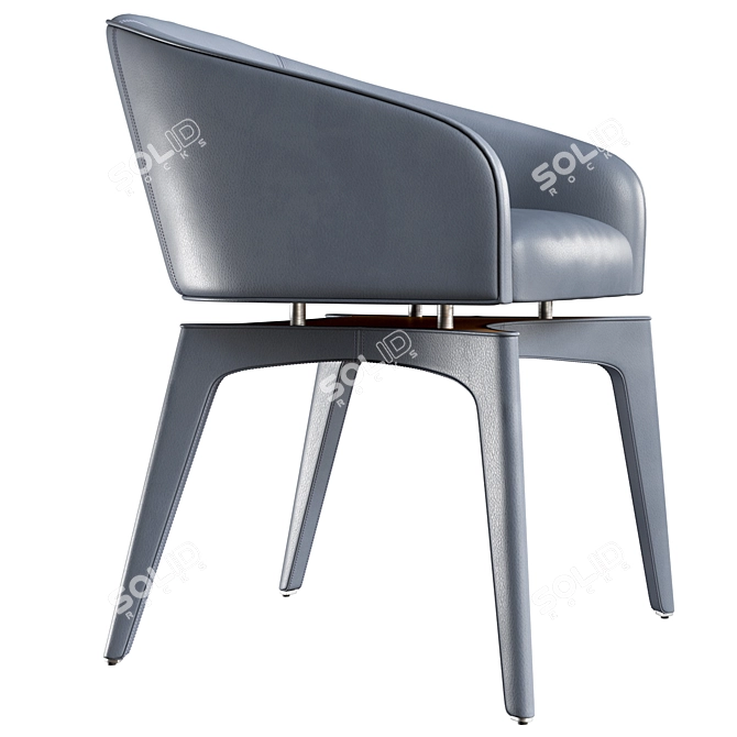 Elegant Leather Dining Chair 3D model image 3