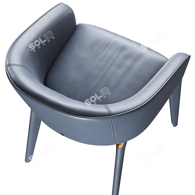 Elegant Leather Dining Chair 3D model image 4