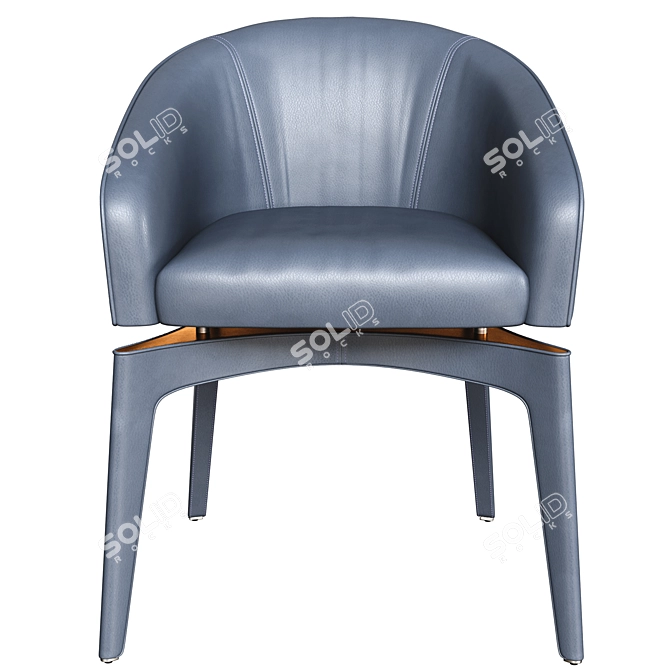 Elegant Leather Dining Chair 3D model image 5