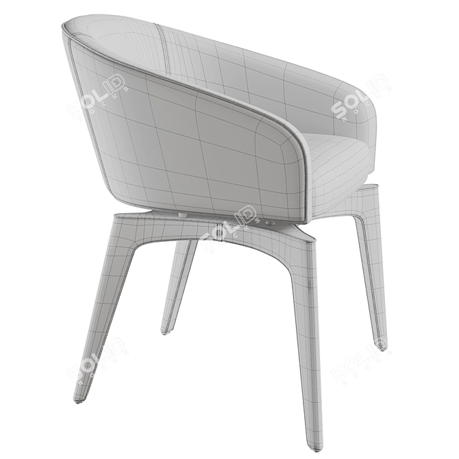 Elegant Leather Dining Chair 3D model image 7