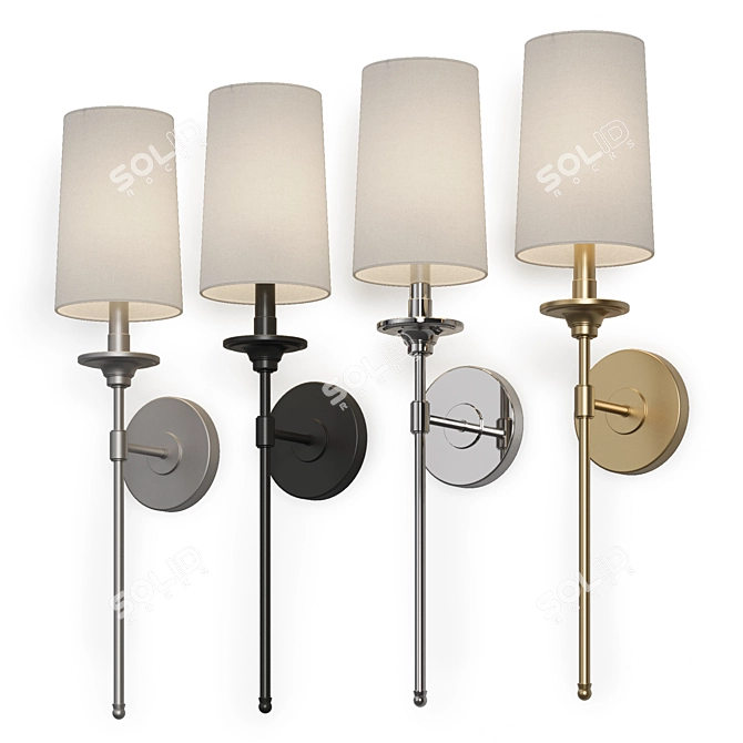 Elegant Nickel Wall Sconce 3D model image 1