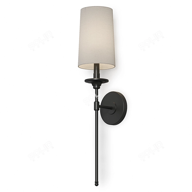 Elegant Nickel Wall Sconce 3D model image 3