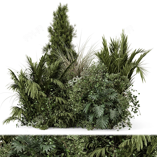 Outdoor Bush Set with V-Ray 3D model image 1