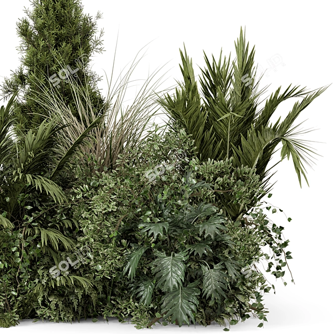 Outdoor Bush Set with V-Ray 3D model image 3