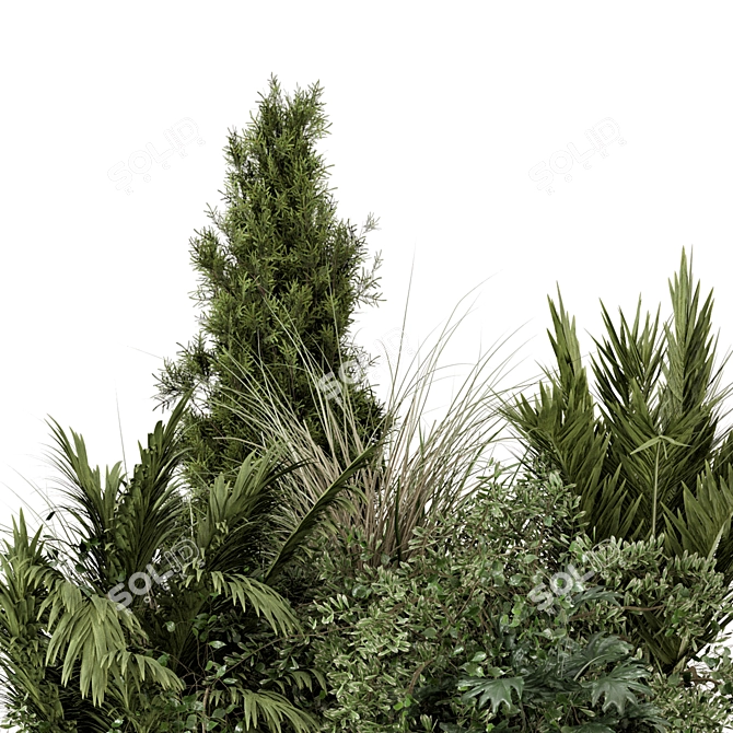 Outdoor Bush Set with V-Ray 3D model image 4