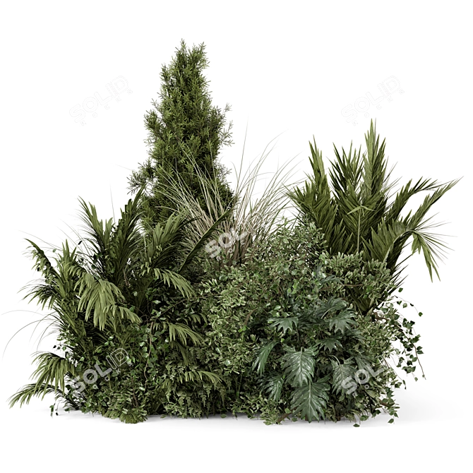 Outdoor Bush Set with V-Ray 3D model image 5