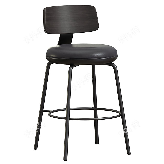  Martino 65cm Full Black Bar Stool 3D model image 1