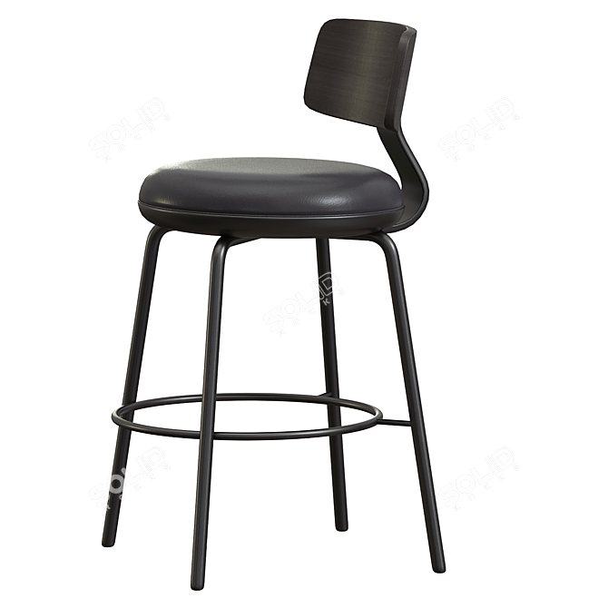  Martino 65cm Full Black Bar Stool 3D model image 3