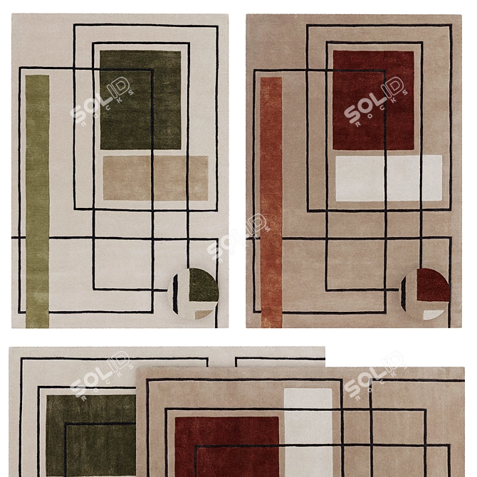 Modern Outline Rug 3D Model 3D model image 1