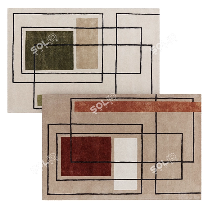 Modern Outline Rug 3D Model 3D model image 2