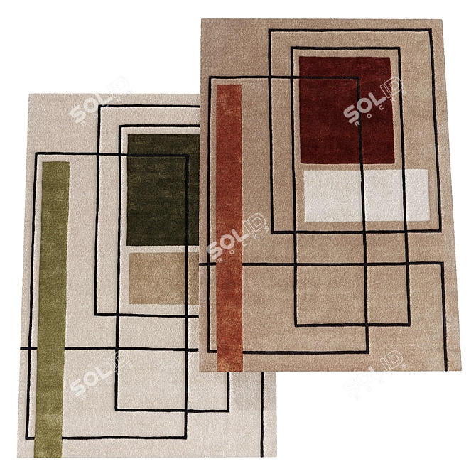 Modern Outline Rug 3D Model 3D model image 4