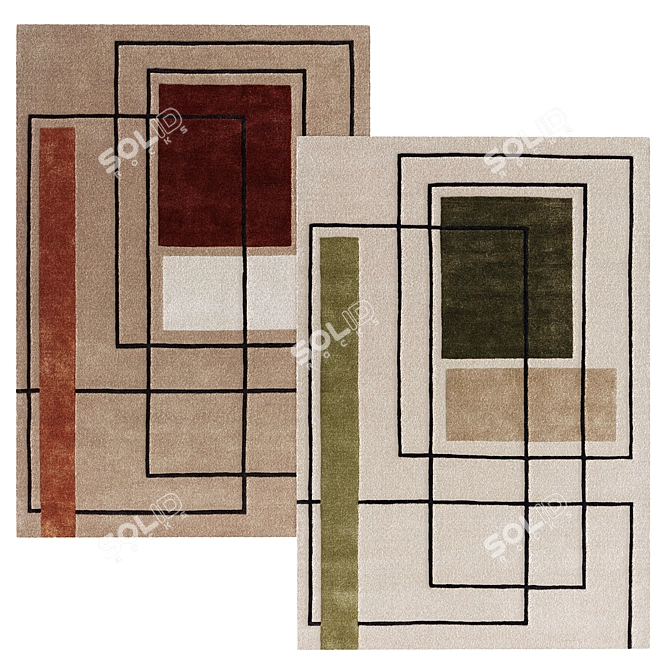 Modern Outline Rug 3D Model 3D model image 5