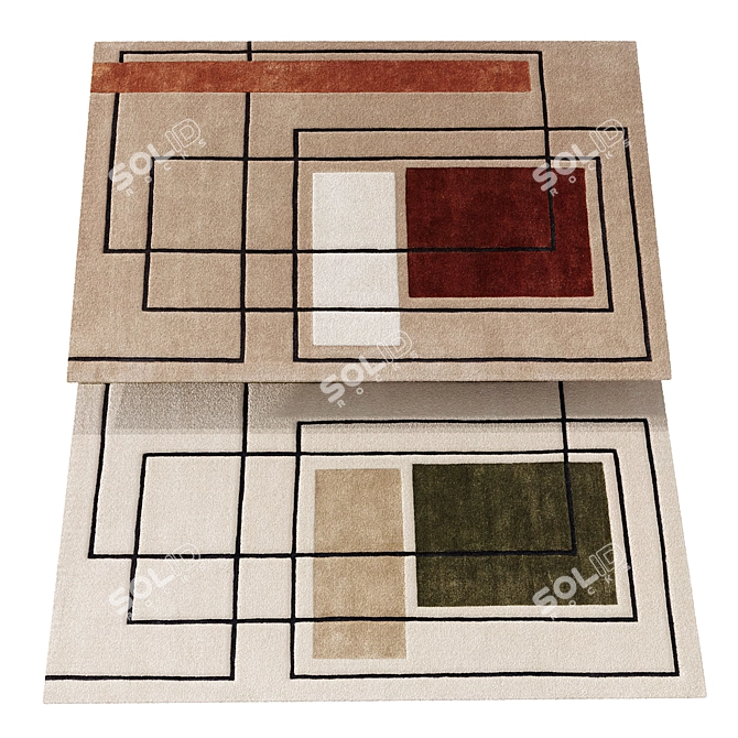 Modern Outline Rug 3D Model 3D model image 7