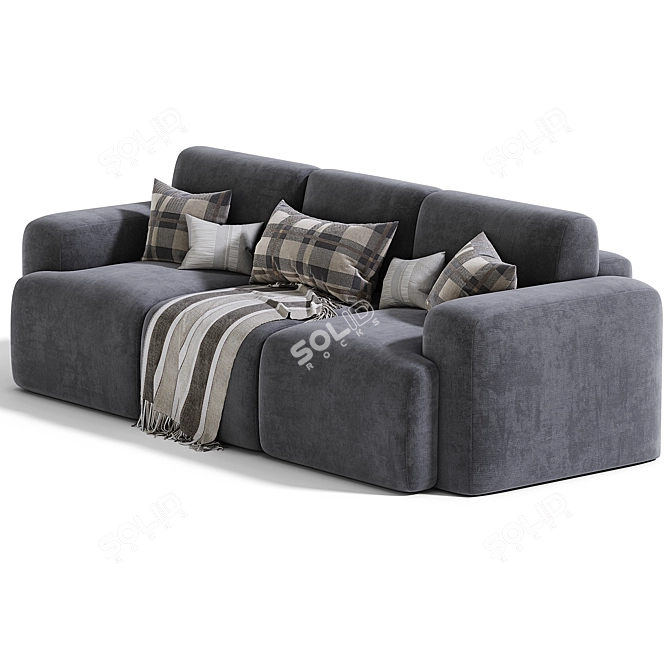 Plush Velvet Grey Sofa 3D model image 3