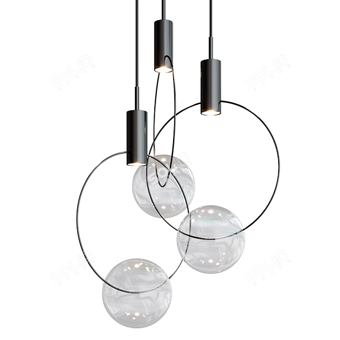 Elegant Blown Glass Pendant Lamp 3D model image 1