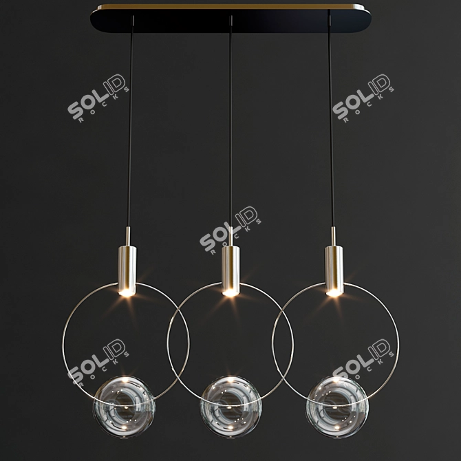 Elegant Blown Glass Pendant Lamp 3D model image 3