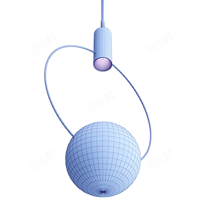 Elegant Blown Glass Pendant Lamp 3D model image 7