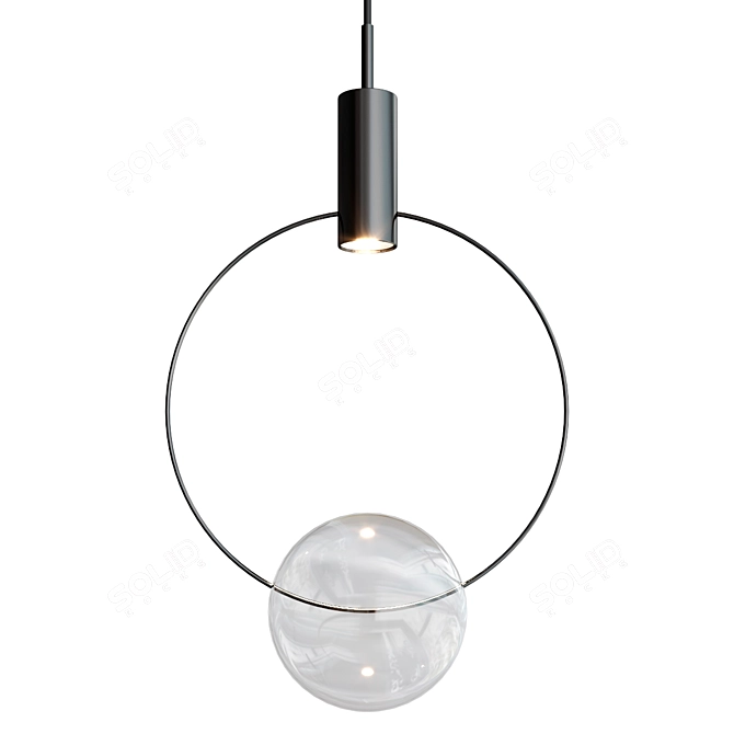 Elegant Blown Glass Pendant Lamp 3D model image 9